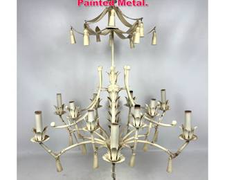 Lot 459 Vintage Pagoda Chandelier. Painted Metal.