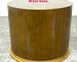 Lot 295 Walnut Drum Pedestal Side Table. Brass base.
