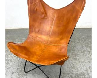 Lot 486 Leather Butterfly chair. Unmarked.