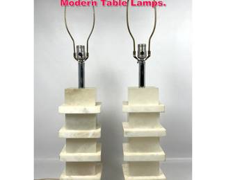 Lot 327 Pair Stacked Marble Mid Century Modern Table Lamps.
