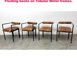 Lot 498 Set of 4 Post Modern Dining Chairs. Floating backs on Tubular Metal frames.