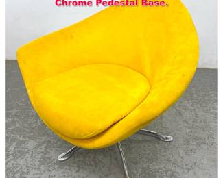 Lot 490 Bold Yellow Modernist Lounge Chair. Chrome Pedestal Base.