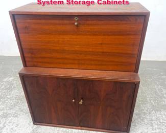 Lot 329 2pcs Danish Modern Walnut Shelving System Storage Cabinets