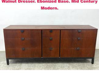 Lot 289 MILO BAUGHMAN for Directional Walnut Dresser. Ebonized Base. Mid Century Modern.