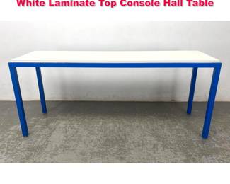 Lot 344 Vintage Blue Painted Steel Frame White Laminate Top Console Hall Table