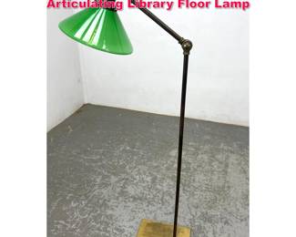 Lot 265 Adjustable Brass and Green Glass Articulating Library Floor Lamp