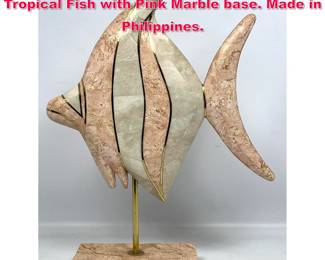 Lot 12 Sculptural Tessellated Marble Tropical Fish with Pink Marble base. Made in Philippines.