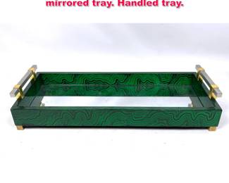 Lot 239 John Richard Faux malachite mirrored tray. Handled tray.