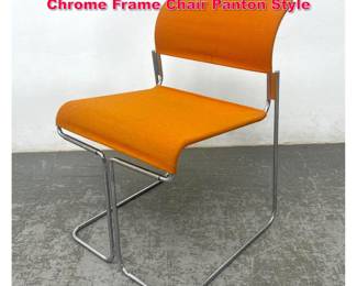 Lot 339 Vintage Mid Century Modern Orange Chrome Frame Chair Panton Style