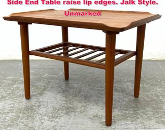 Lot 270 Teak Danish Modern MCM Vintage Side End Table raise lip edges. Jalk Style. Unmarked