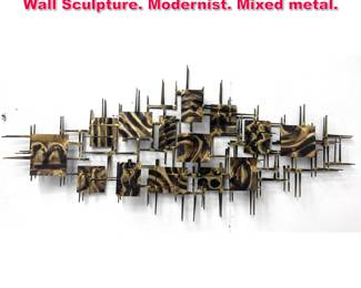 Lot 78 Brutalist Welded Nail an Metal Panel Wall Sculpture. Modernist. Mixed metal.