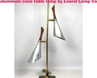 Lot 100 Laurel Adjustable walnut and aluminum cone table lamp by Laurel Lamp Co