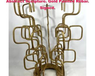 Lot 317 JOSEPH SELTZER Modernist Abstract Sculpture. Gold Painted Rebar. Signed.