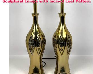Lot 411 Westwood Lighting, Brass Plated Sculptural Lamps with incised Leaf Pattern