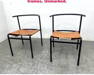 Lot 519 Pair Phillip Starck Cafe Chairs. Metal frames. Unmarked.