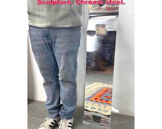 Lot 215 42 inch Oversized Can opener Wall Sculpture. Chrome steel.