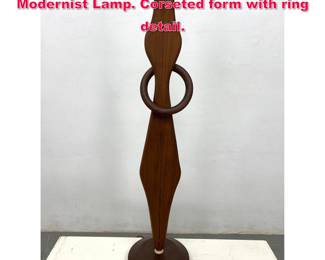 Lot 98 Tall FERMO S CREATION Walnut Modernist Lamp. Corseted form with ring detail.