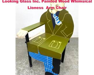 Lot 121 Joanne West for Through The Looking Glass Inc. Painted Wood Whimsical Lioness Arm Chair