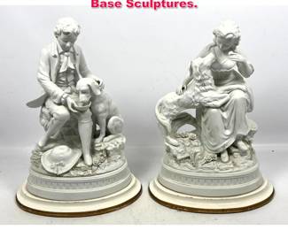 Lot 234 2pcs Parian Bisque Porcelain Lamp Base Sculptures.