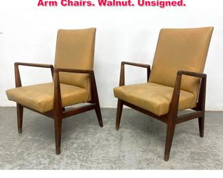 Lot 578 Pair American Modern Jens Risom Arm Chairs. Walnut. Unsigned.