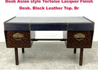 Lot 557 Bert Johnson for John Widdicomb Desk Asian style Tortoise Lacquer Finish Desk. Black Leather Top. Br