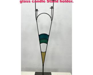 Lot 212 Floor Standing Steel and colored glass candle Stand holder.