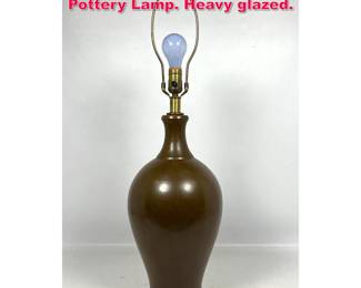 Lot 86 60s Vintage Glazed Ceramic Studio Pottery Lamp. Heavy glazed.