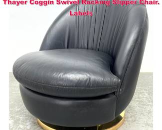 Lot 249 Black Leather Milo Baughman Thayer Coggin Swivel Rocking Slipper Chair. Labels