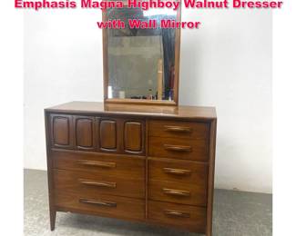 Lot 324 Mid Century Modern Broyhill Emphasis Magna Highboy Walnut Dresser with Wall Mirror
