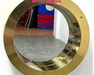 Lot 400 C. Jere Brass Porthole wall Mirror. Signed.