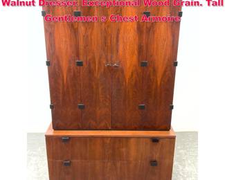 Lot 204 MILO BAUGHMAN for DIRECTIONAL Walnut Dresser. Exceptional Wood Grain. Tall Gentlemen s Chest Armoire