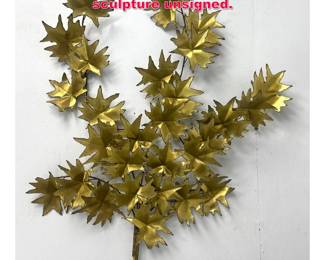 Lot 233 Brutalist Cut Brass Leaf wall sculpture unsigned.