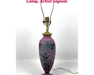 Lot 231 Schneider style Art Glass Table Lamp. Artist signed.
