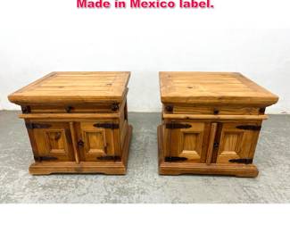 Lot 564 Pair Rustic Pine Night stands. Foil Made in Mexico label.