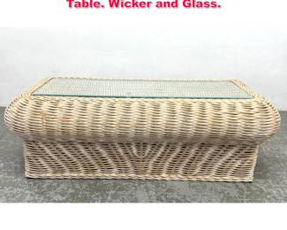 Lot 556 Woven Rattan Mushroom Top Coffee Table. Wicker and Glass.