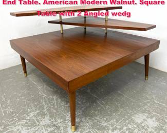 Lot 436 JAMESPHILIP Co. Three Level Side End Table. American Modern Walnut. Square Table with 2 Angled wedg