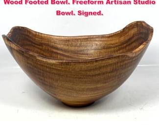 Lot 67 WESLEY BUSCHER Hand Turned Koa Wood Footed Bowl. Freeform Artisan Studio Bowl. Signed.