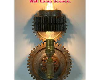 Lot 172 Industrial Found Object Cog Wheel Wall Lamp Sconce.