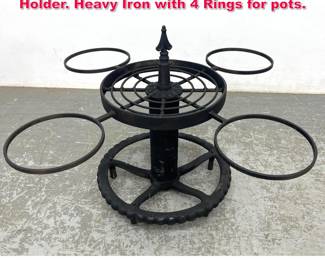 Lot 420 Industrial Iron Plant Stand Pot Holder. Heavy Iron with 4 Rings for pots.