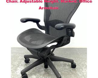 Lot 502 HERMAN MILLER Aeron Desk Chair. Adjustable Height. Marked. Office Armchair.