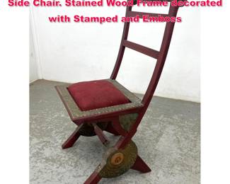 Lot 513 Carlo Bugatti inspired Mixed Medium Side Chair. Stained Wood Frame decorated with Stamped and Emboss