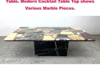 Lot 63 C.I.M. Italian Marble Specimen Coffee Table. Modern Cocktail Table Top shows Various Marble Pieces.