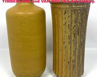 Lot 44 2PC Art Pottery Vases. BOB TIMBERLAKE and VAN NOSTRA Art pottery.
