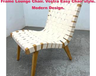 Lot 587 Jens Risom style Woven Strap Wood Frame Lounge Chair. Vostra Easy Chair style. Modern Design.
