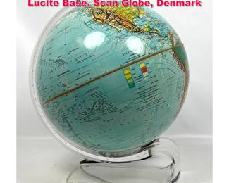 Lot 181 Light Up World Globe. Modernist Lucite Base. Scan Globe, Denmark