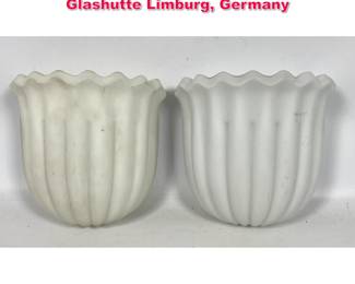 Lot 312 Pair of White Glass Wall Sconces by Glashutte Limburg, Germany
