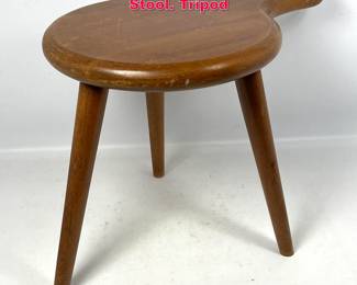 Lot 374 Paddle Form Wood Milking Stool. Tripod