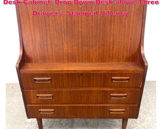 Lot 310 Maurice Villency Teak Modernist Desk Cabinet. Drop Down Desk above Three Drawers. Stamped Villency.