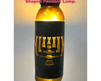 Lot 323 Modernist Caged Blown Glass Pill Shaped Pendant Lamp.