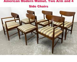 Lot 171 Set 6 Modern Dining Chairs. American Modern Walnut. Two Arm and 4 Side Chairs